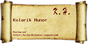 Kolarik Hunor névjegykártya